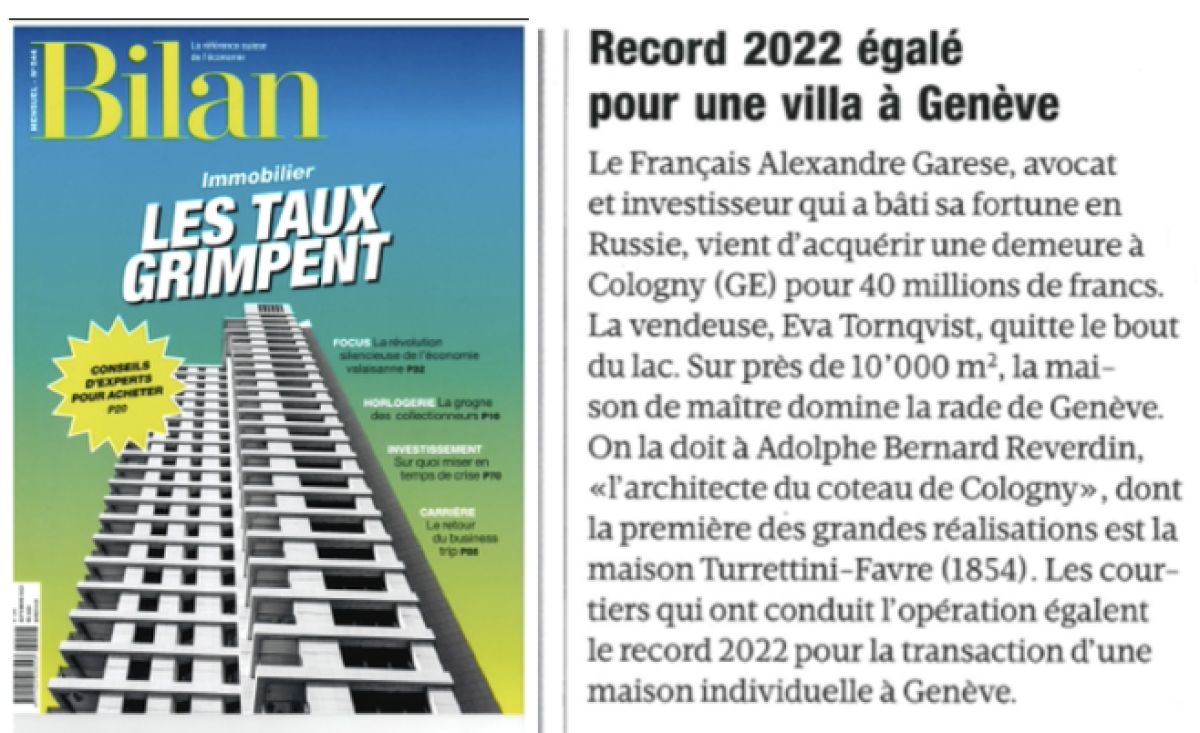 Vente record pour notre équipe courtage à Genève